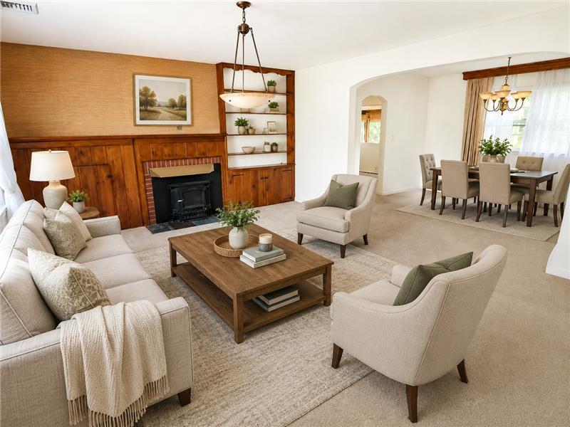 Virtually Staged Living Room/Dining Room