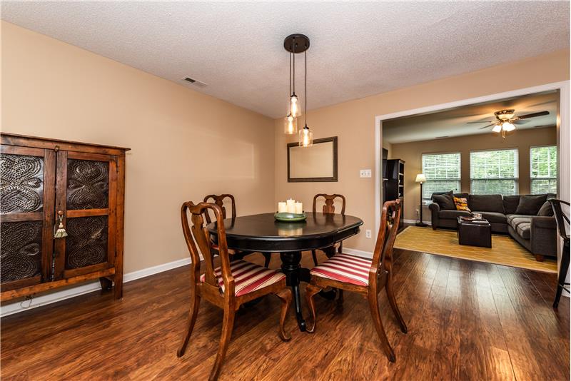 Dining room easily accommodates a large table for those holiday get-togethers.
