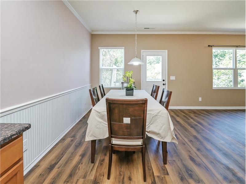 Bead board wainscot in breakfast area