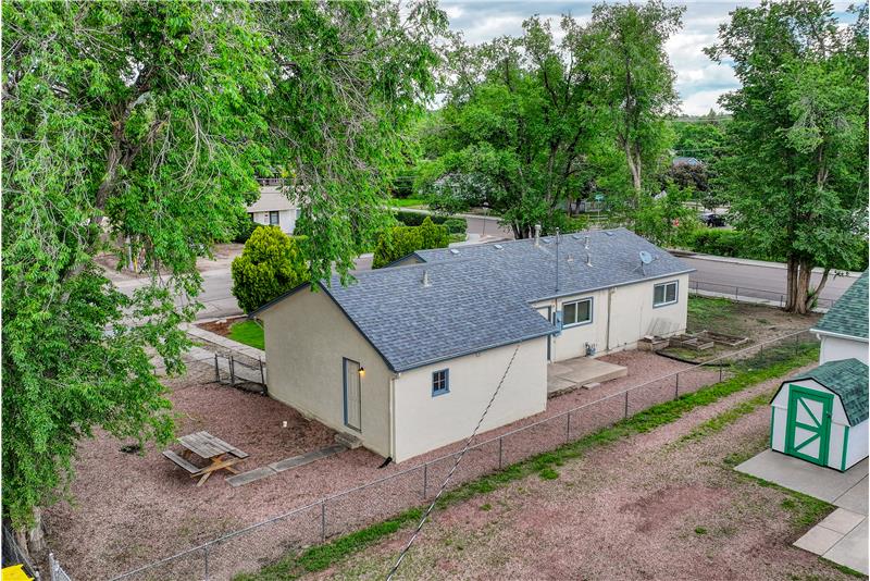 Aerial view of backyard and side yards