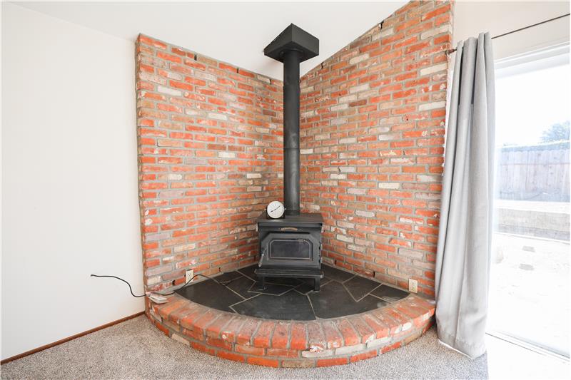 Raised brick hearth
