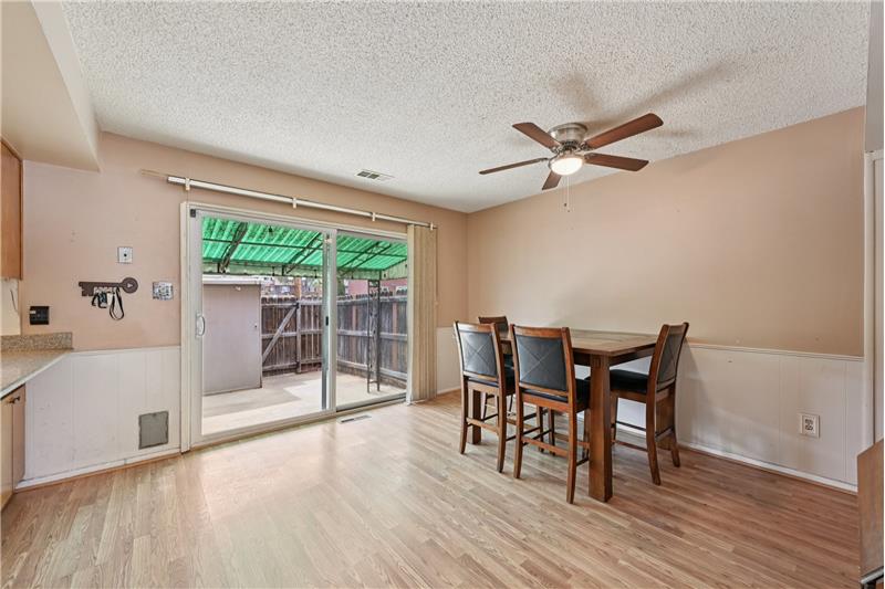 Dining room, showing door to patio/carport/storage shed