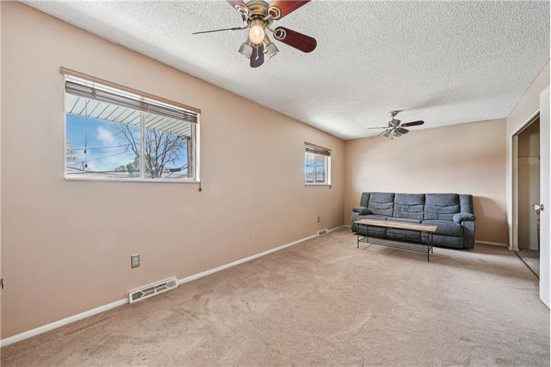 Long view of the 22-foot bedroom