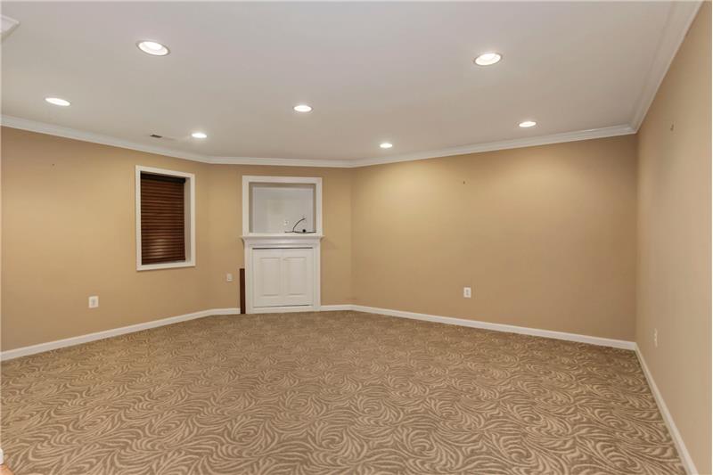 Carpeted Recreation Room in Basement
