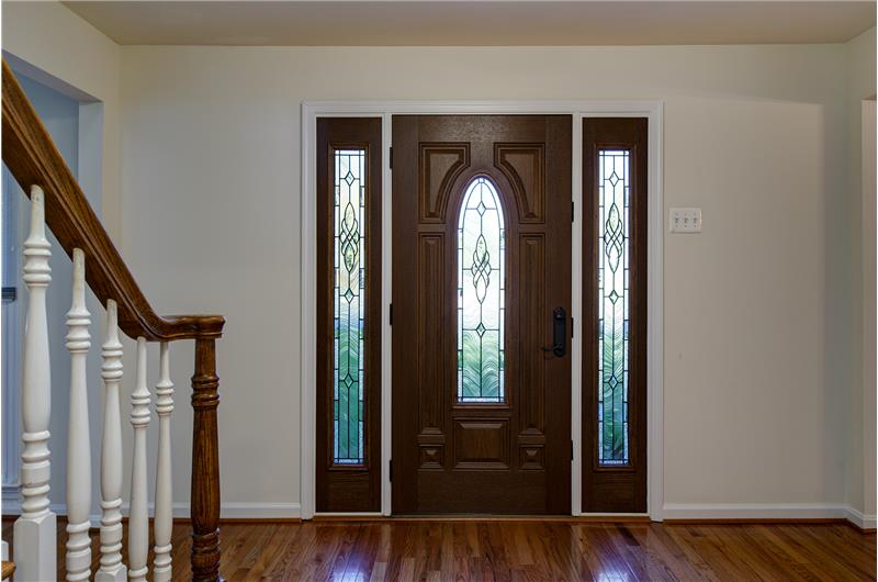 Intricate leaded glass entry