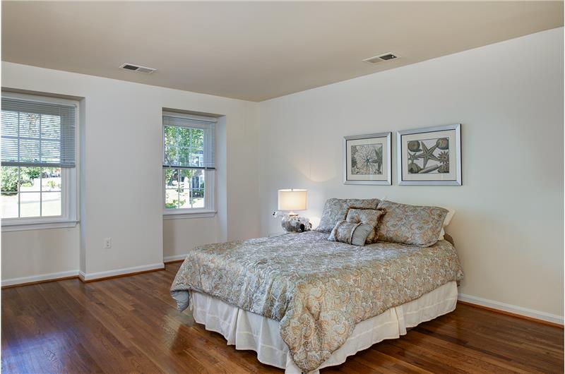 Remodeled master suite with hardwoods