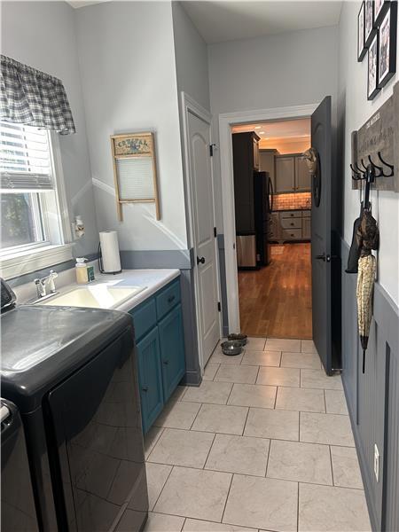 View into kitchen from laundry room