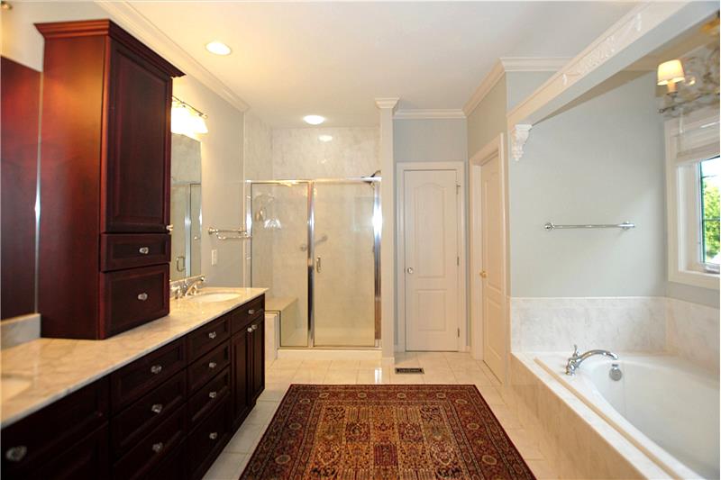 Owners bathroom, soaking tub, shower, spa