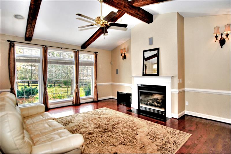 Gas fireplace and vaulted ceiling
