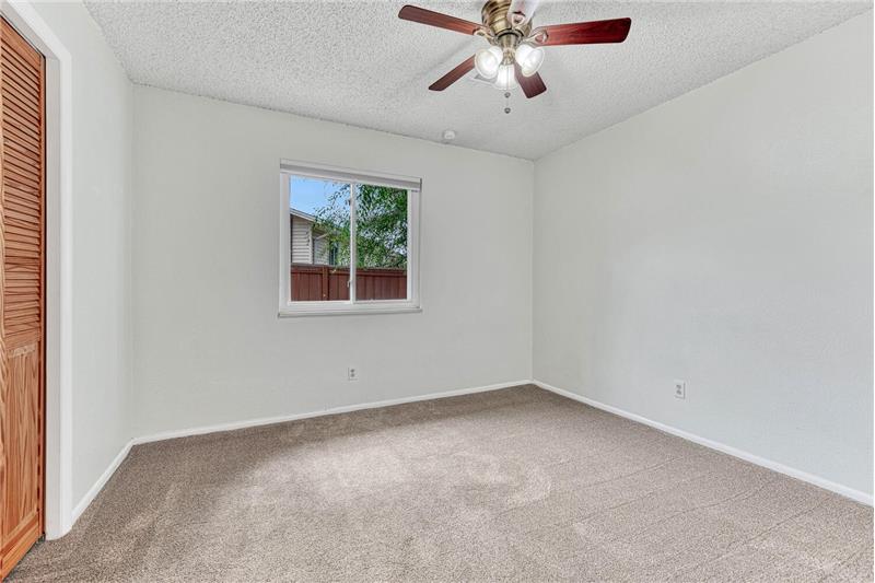 Ceiling fan and blackout cellular blinds