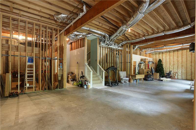 Unfinished Basement with Full, Finished Bath