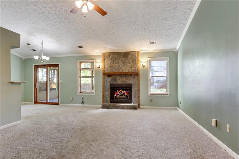 Vaulted Great Room With Fireplace