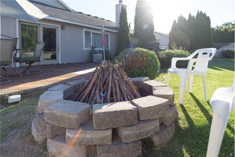 The fire pit is ready to entertain