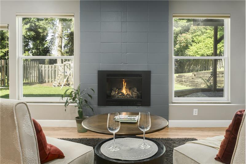 This natural gas insert fireplace provides an excellent source for additional heat as needed, or simply a cozy retreat