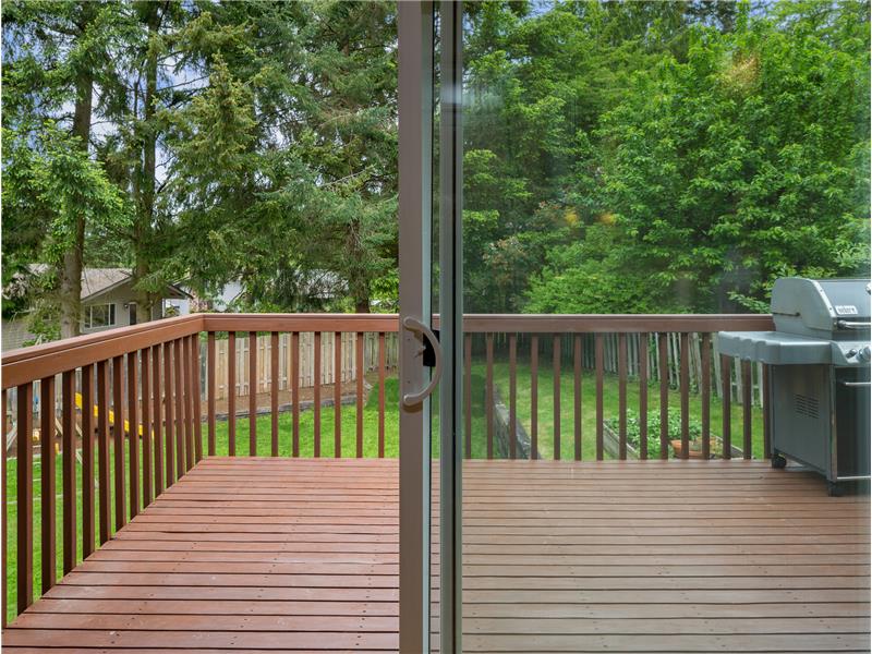 Deck situated off the kitchen provides easy access for BBQs and features a fold-down table for outdoor dining