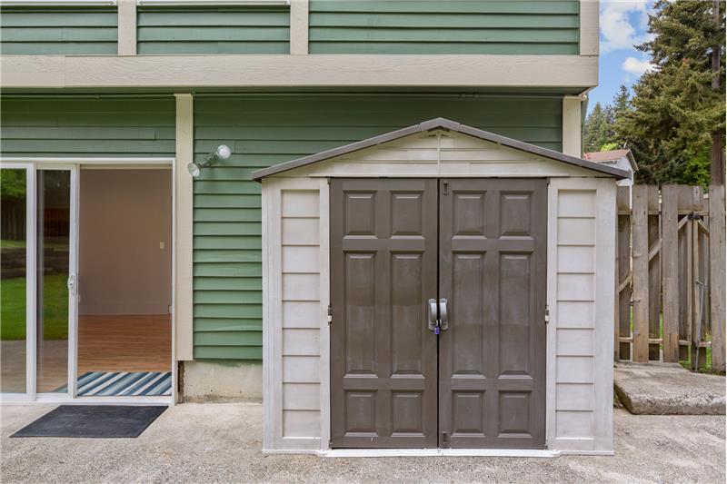Storage shed included