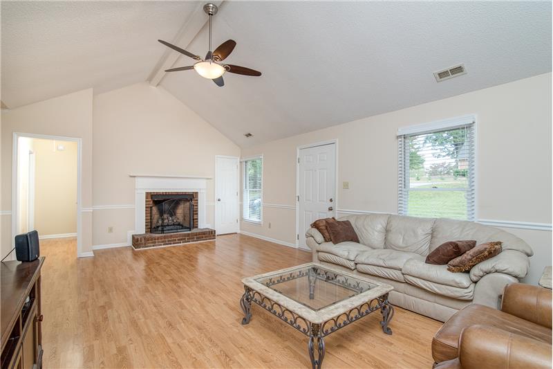Soaring ceilings in the great room compliment the open floor plan.