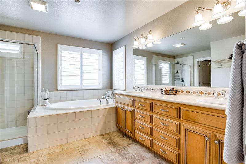 stone countertop & double sinks