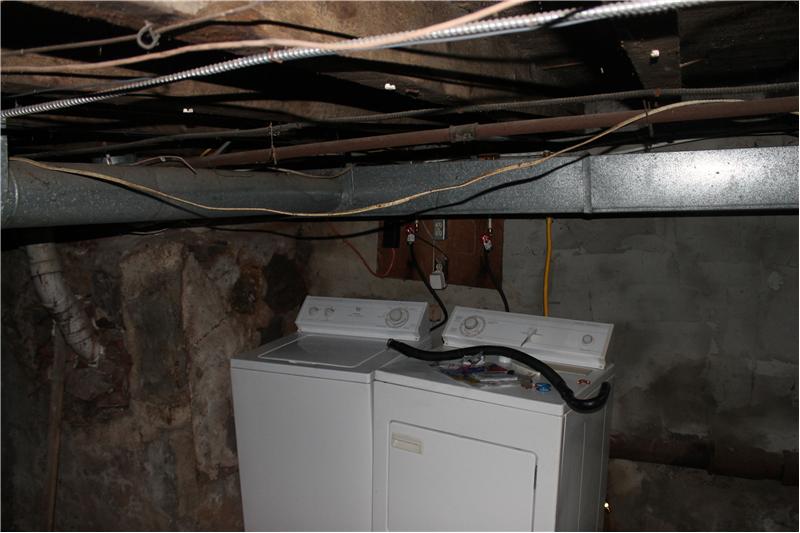 washer and dryer in the basement