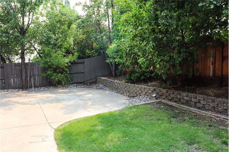 Easy care backyard boasts fruit trees and lots of privacy