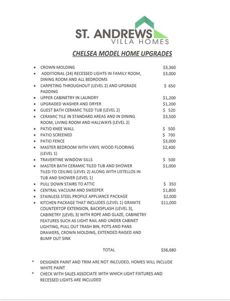 St. Andrews Upgrades list