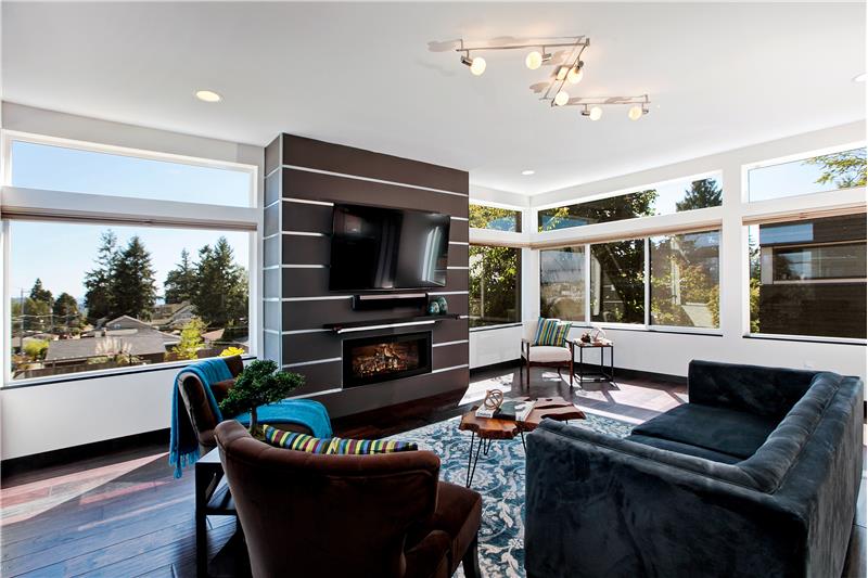 Living room adjacent to kitchen