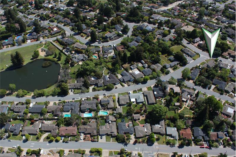 Aerial photo showing location to Park