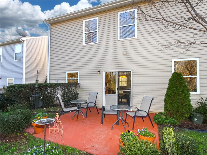 Private patio in fenced yard