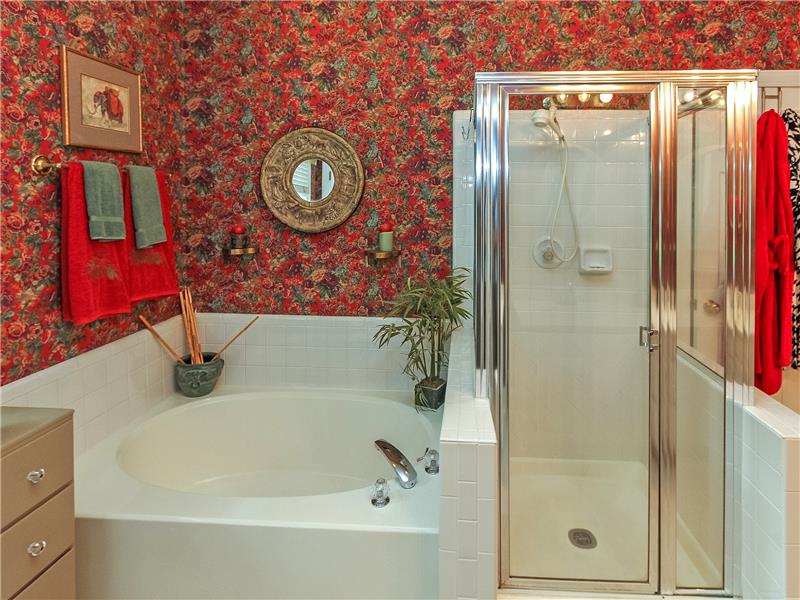 Tile shower plus garden tub in master bath