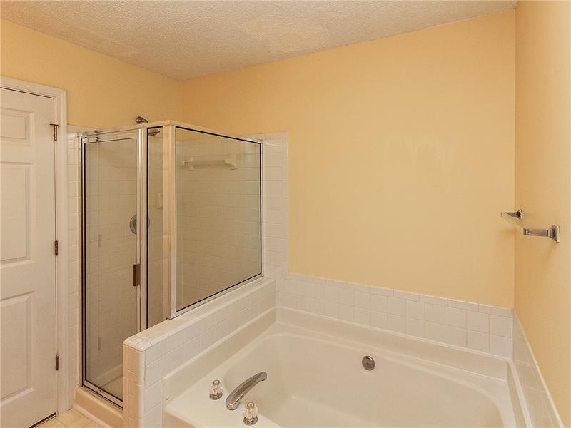 Garden tub and separate shower in master bath