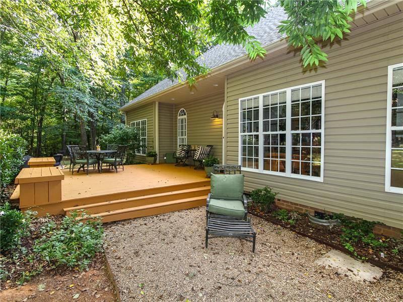 Gravel path leads to 16'x18' deck