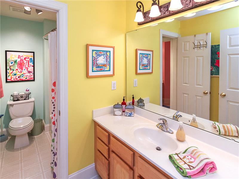 Jack and Jill-style bathroom upstairs