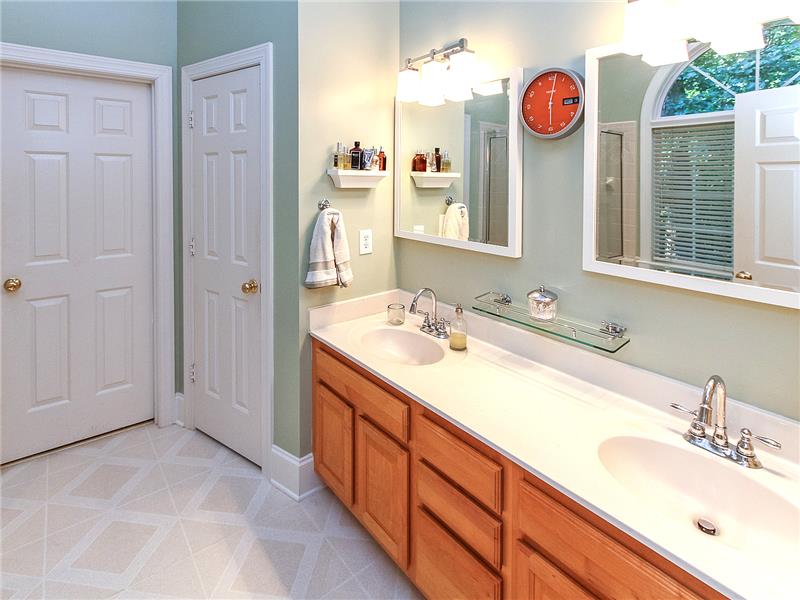 Double sink vanity in master bath