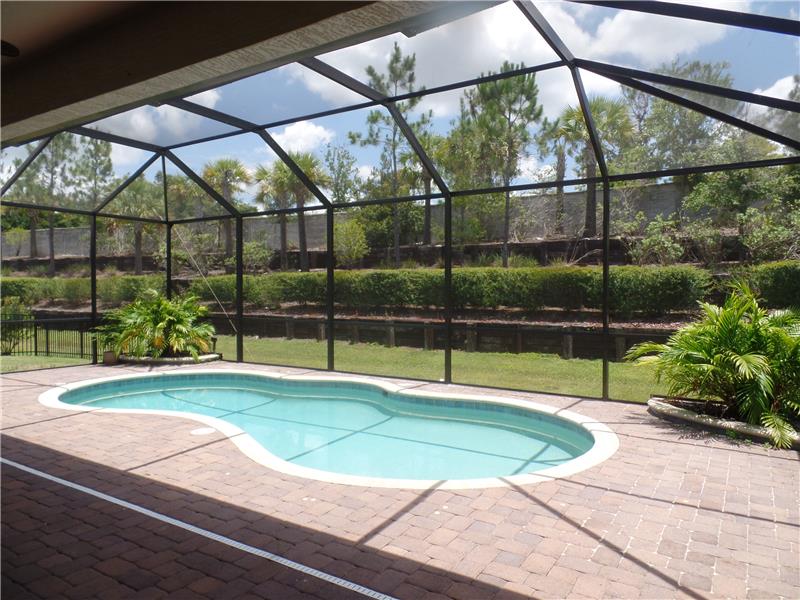 Inground heated salt pool with crown jet rainfall and raised planters.