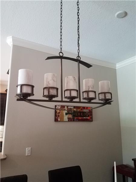 Designer lighting in Dining Room