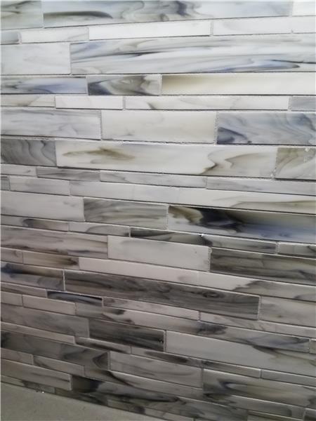 Stiletto glass mosaic backsplash