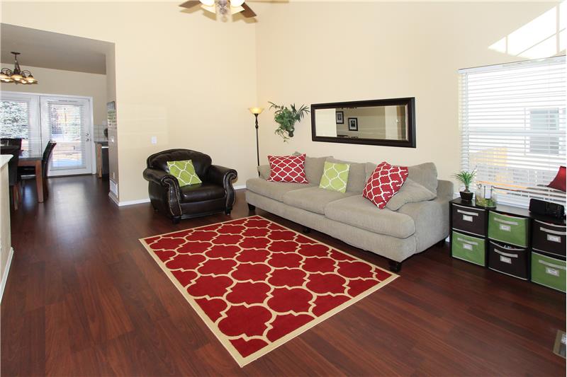 Extensive wood laminate flooring throughout the main level