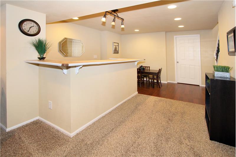 Full wet bar with mini fridge