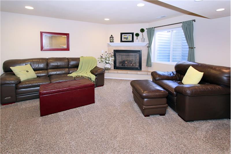 Gas fireplace with a blower will keep you warm on the cold winter nights!