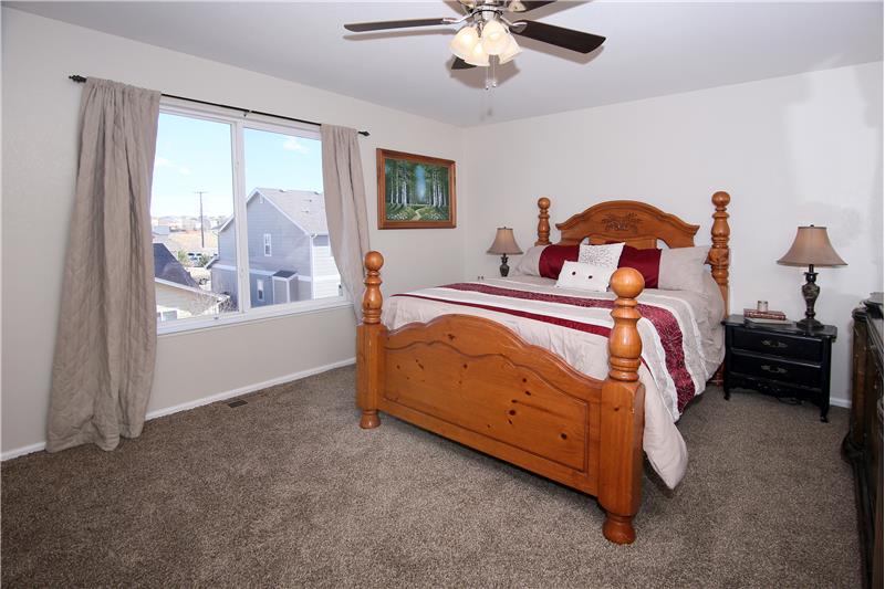 Sizable master bedroom with adjoining master bath 