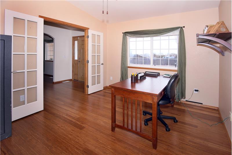 Main level office with French doors