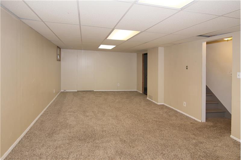 Bonus rec room in basement with large storage closet