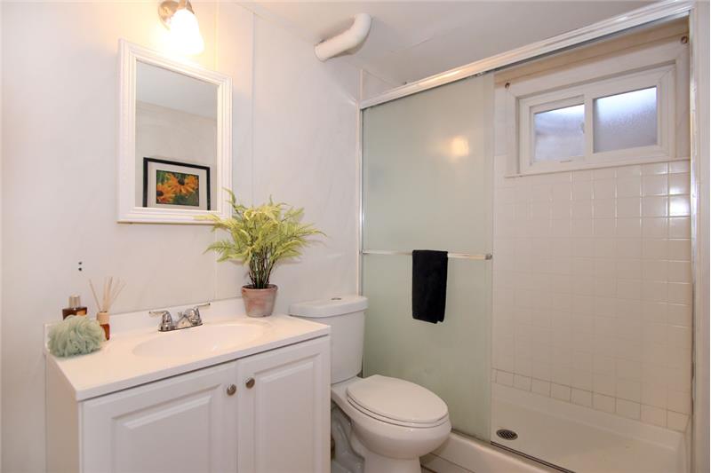 3/4 bath in basement with large shower