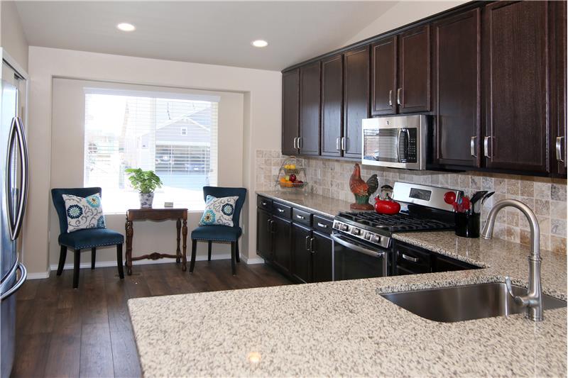 Eat-in kitchen with single basin sink!