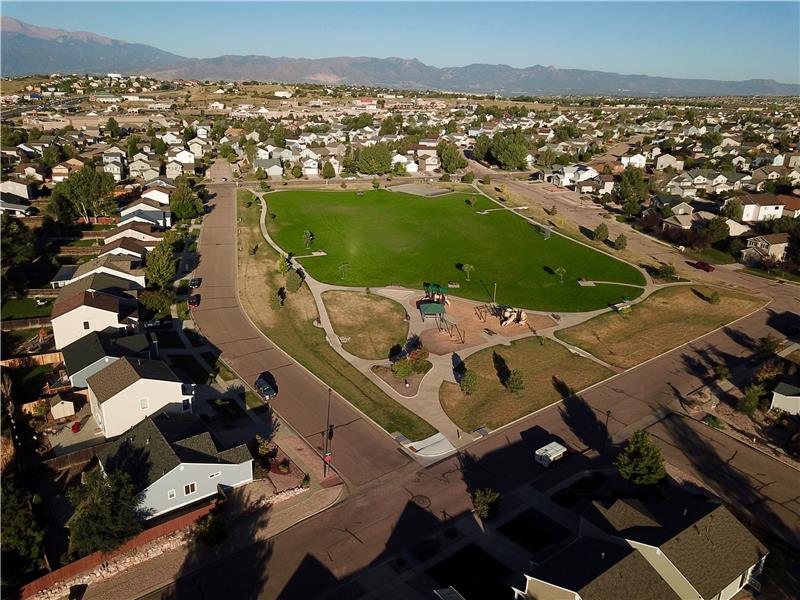 Aerial view of neighborhood park
