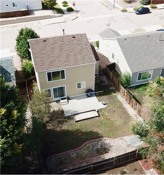 Aerial view of backyard