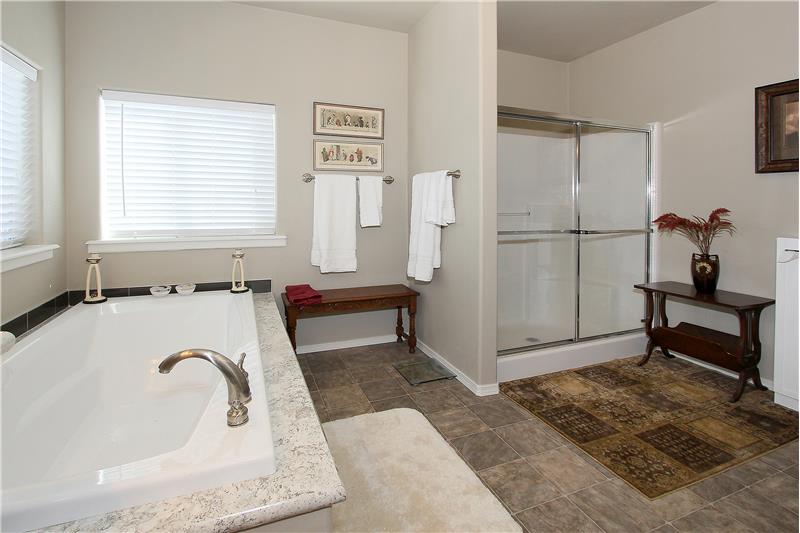 Master bath with large shower. So much space!
