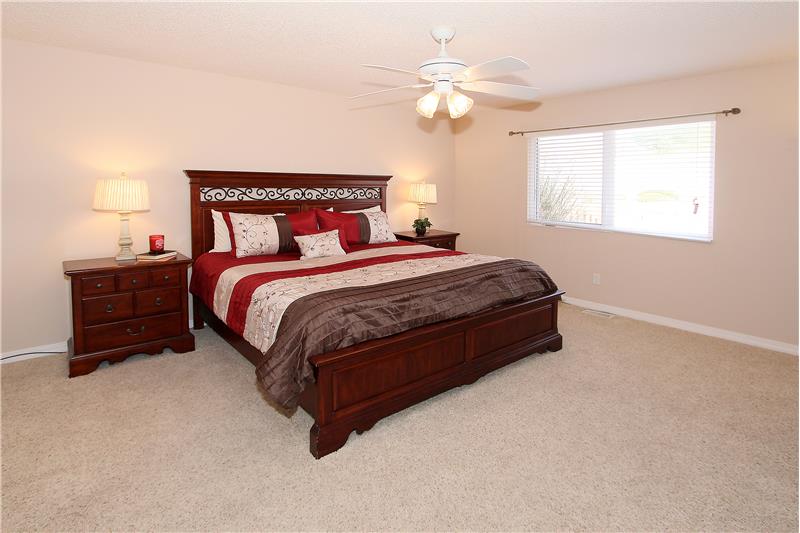 Master bedroom with ceiling fan