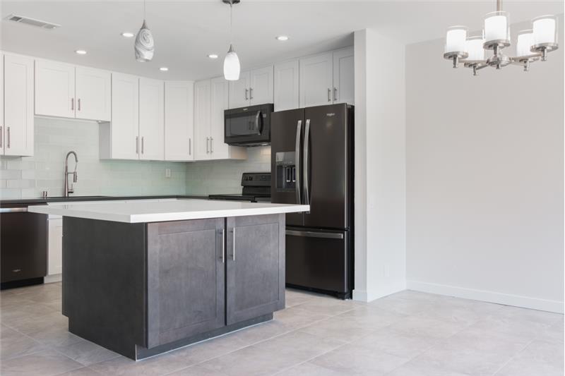 Island serves as a breakfast bar