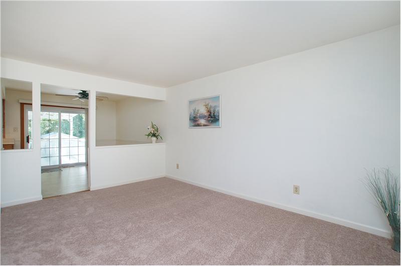 Living room looking into dining area